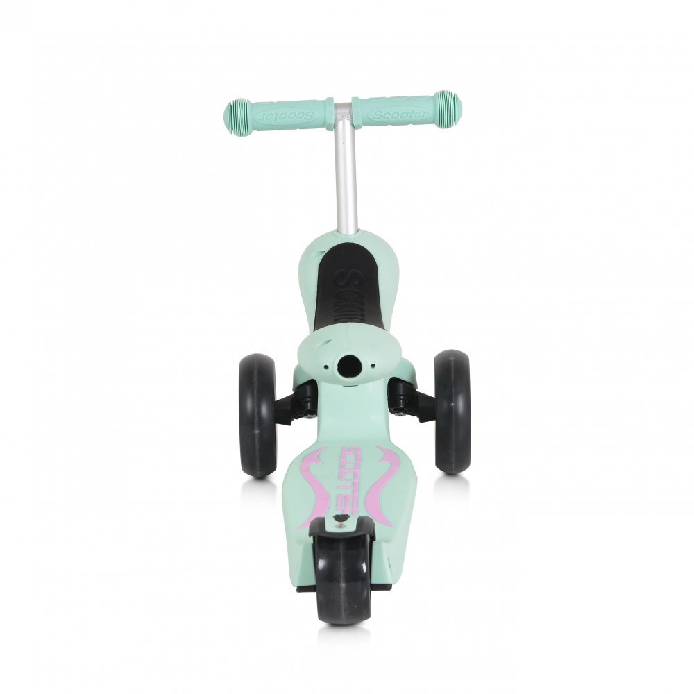 Byox Trotineta 2in1 cu scaunel transformabila in vehicul fara pedaleinaltime ghidon reglabila pe 3 nivele de inaltime si roti cu lumini LED Skiddy Blue