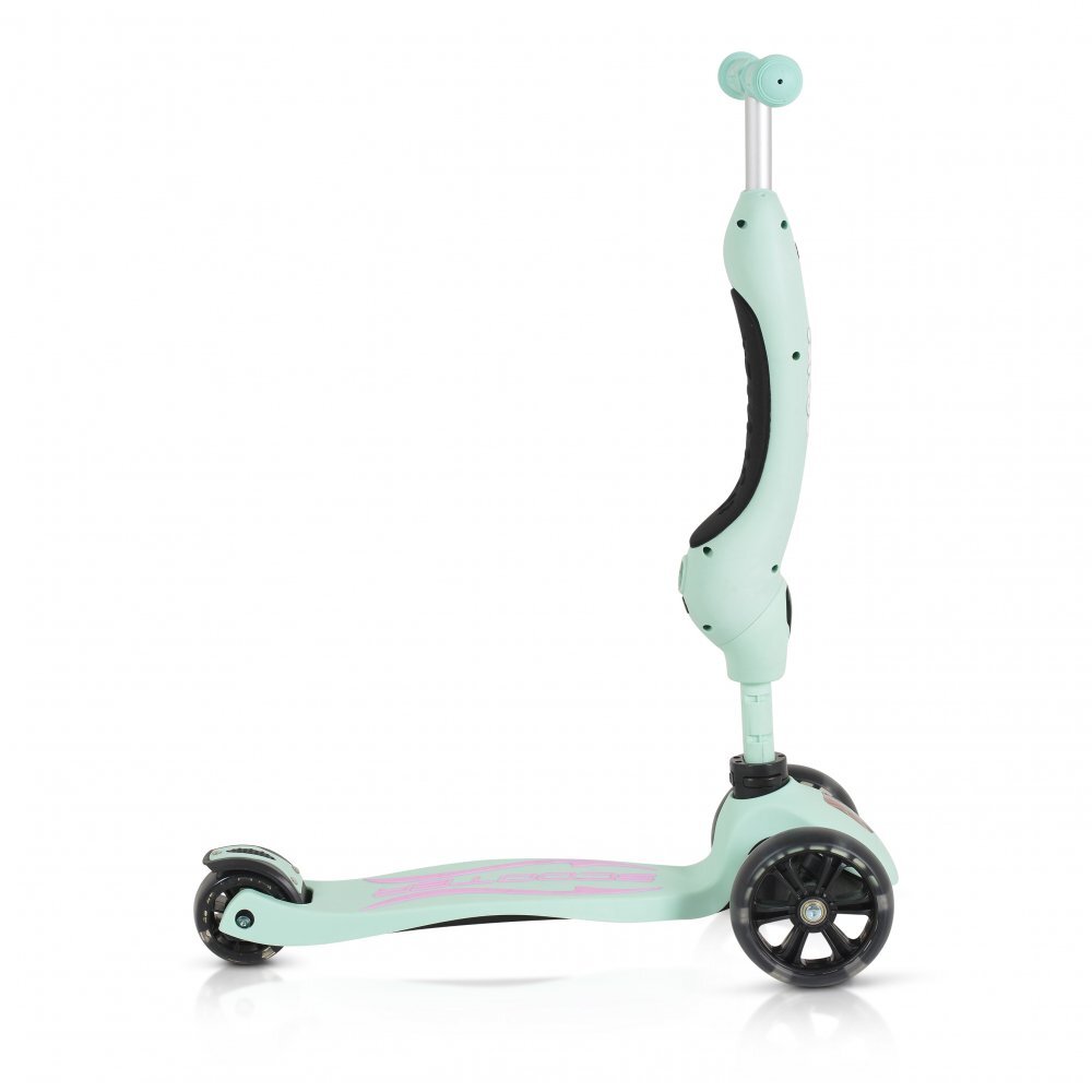 Byox Trotineta 2in1 cu scaunel transformabila in vehicul fara pedaleinaltime ghidon reglabila pe 3 nivele de inaltime si roti cu lumini LED Skiddy Blue