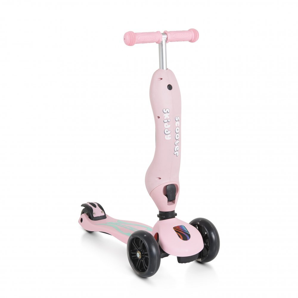 Byox Trotineta 2in1 cu scaunel transformabila in vehicul fara pedaleinaltime ghidon reglabila pe 3 nivele de inaltime si roti cu lumini LED Skiddy Pink