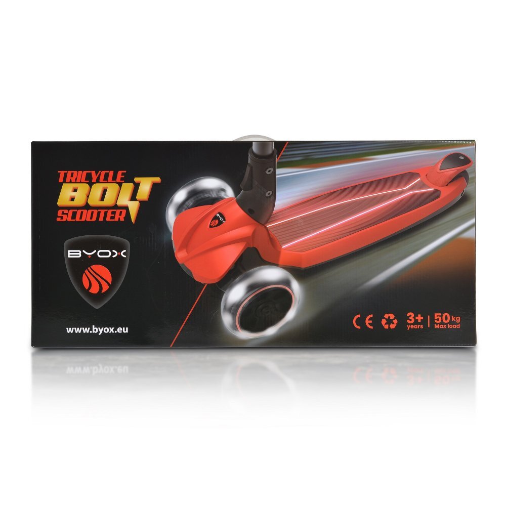 Byox Trotineta pentru copii Bolt Albastru pliabilacadru din aluminiuinaltime ghidon reglabila pe 3niveleroti PU si baza cu lumini LED de la 3ani si pana la 50kg
