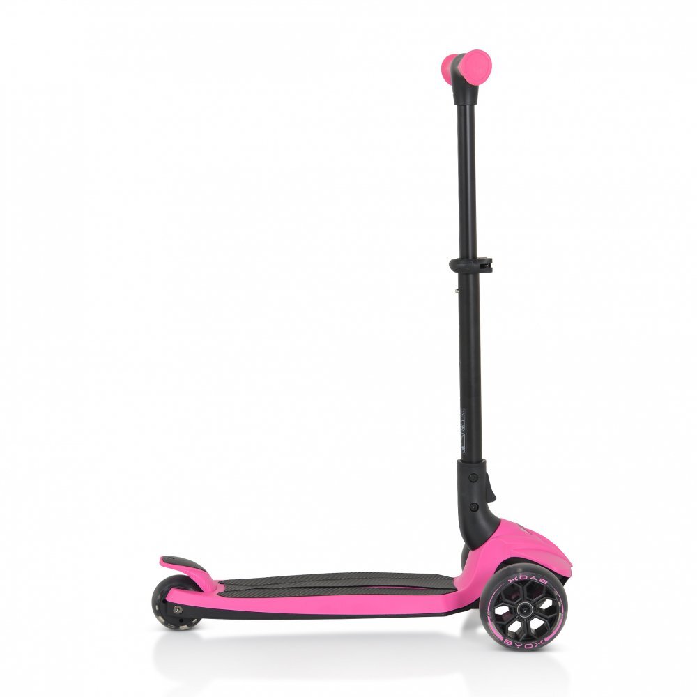 Byox Trotineta pentru copii Bolt Pink pliabilacadru din aluminiuinaltime ghidon reglabila pe 3niveleroti PU si baza cu lumini LED de la 3ani si pana la 50kg