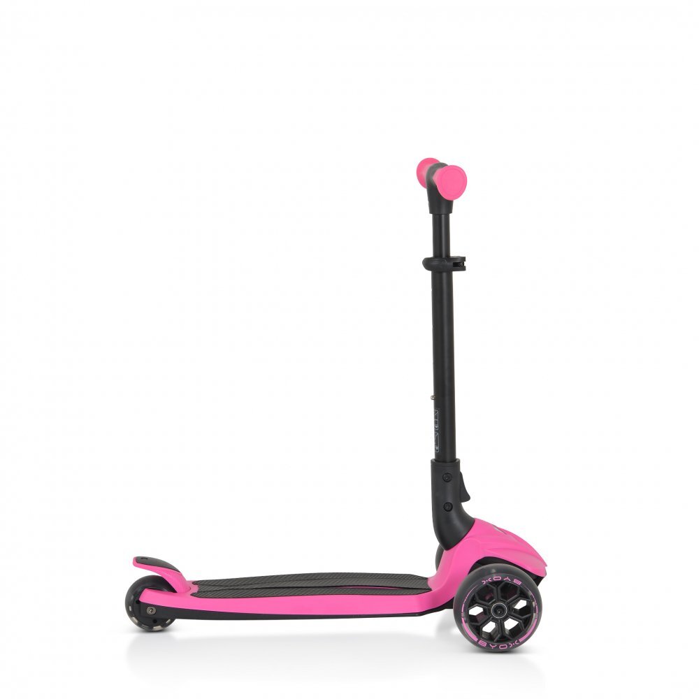 Byox Trotineta pentru copii Bolt Pink pliabilacadru din aluminiuinaltime ghidon reglabila pe 3niveleroti PU si baza cu lumini LED de la 3ani si pana la 50kg
