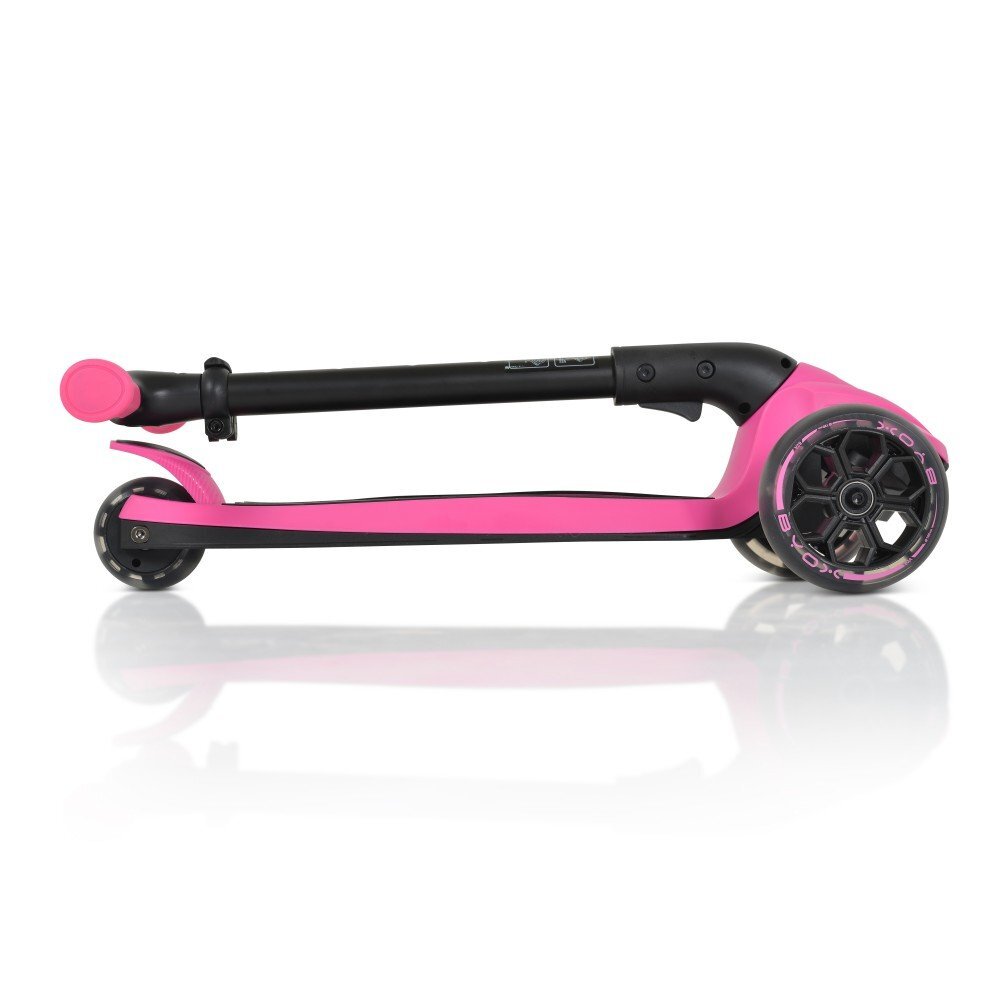 Byox Trotineta pentru copii Bolt Pink pliabilacadru din aluminiuinaltime ghidon reglabila pe 3niveleroti PU si baza cu lumini LED de la 3ani si pana la 50kg