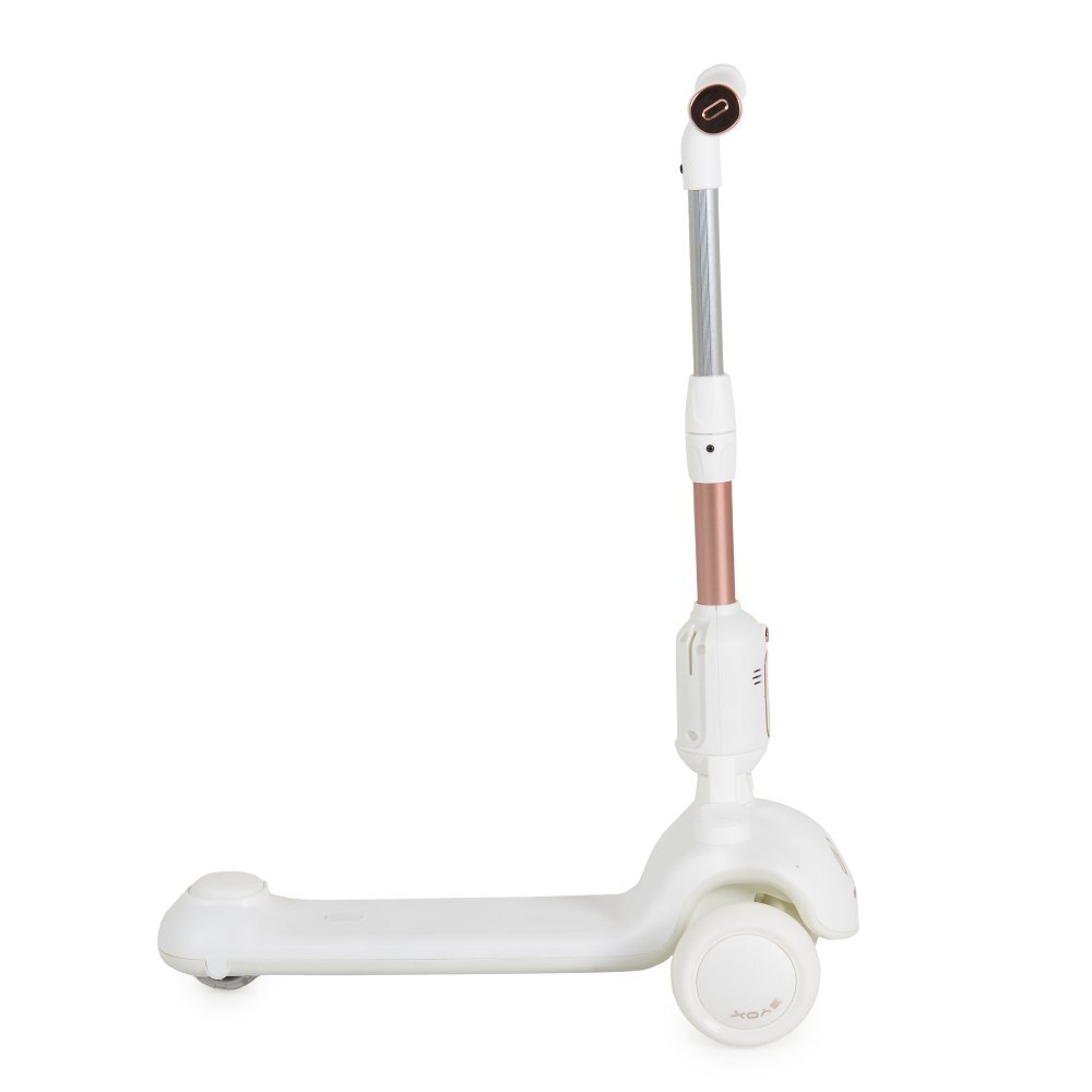 Byox Trotineta pentru copii Velvet Royal White 2in1 cu scaunel detasabilSuport picioare incorporatRoti din PUGhidon cu inaltime reglabilaEfecte muzicale si luminoaseFrana pe roata din spateRecomandata de la 3 ani