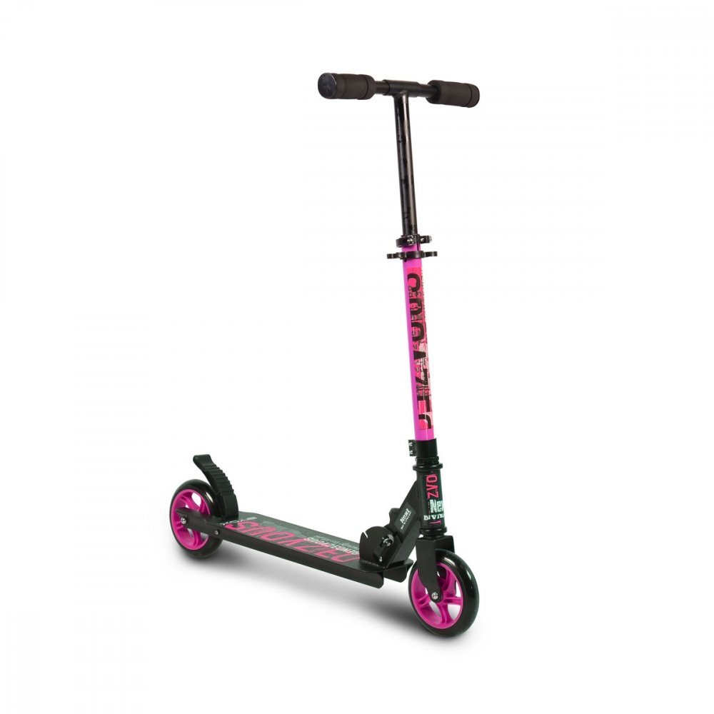 Byox Trotineta pliabila cu cadru din aluminiughidon reglabilplatforma antialunecareroti PUde la 6 ani si pana la 100kg Pink
