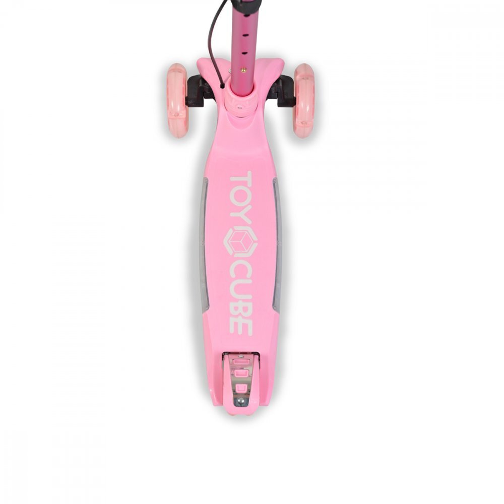 Byox Trotineta pliabila cu inaltime reglabilabaza antiderapanta cu lumini LEDroti cu lumini LEDfrana de manade la 3 ani si pana la 50 kgmuzicafar si clopotel Toy Cube Pink