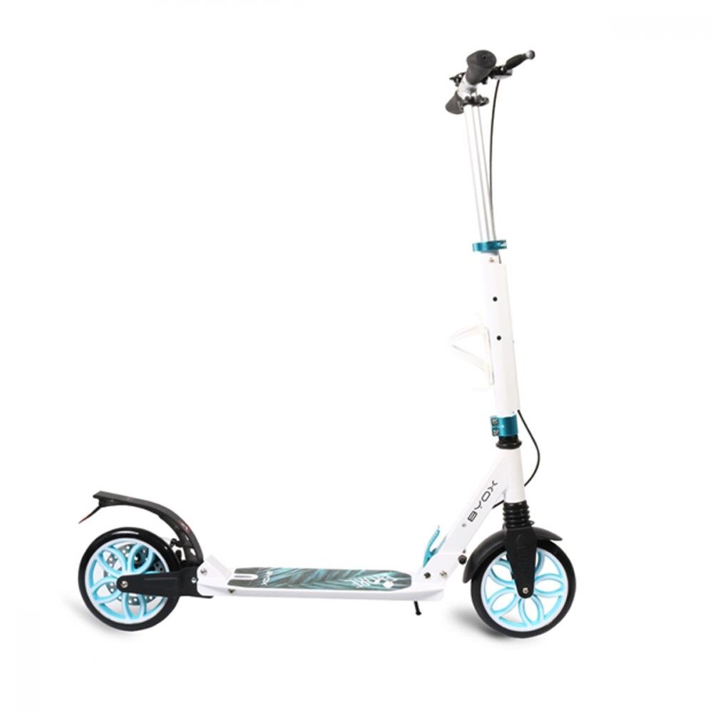 Byox Trotineta pliabila cu suspensiifrana de mana pe discinaltime ghidon reglabilacricsuport sticla si centura transport incluse Fiore Blue