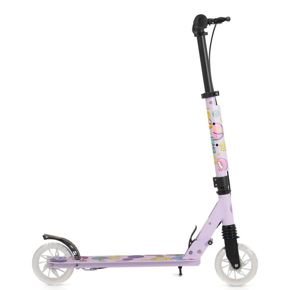 Byox Trotineta pliabila pentru copii Snazzy Mov de la 8 aniCadru din aluminiuAmortizor frontalRoti ABEC-7 din PU cu lumini LEDInaltime ghidon ajustabila 75-89 cmBaza antialunecareFrana de mana si cric inclus