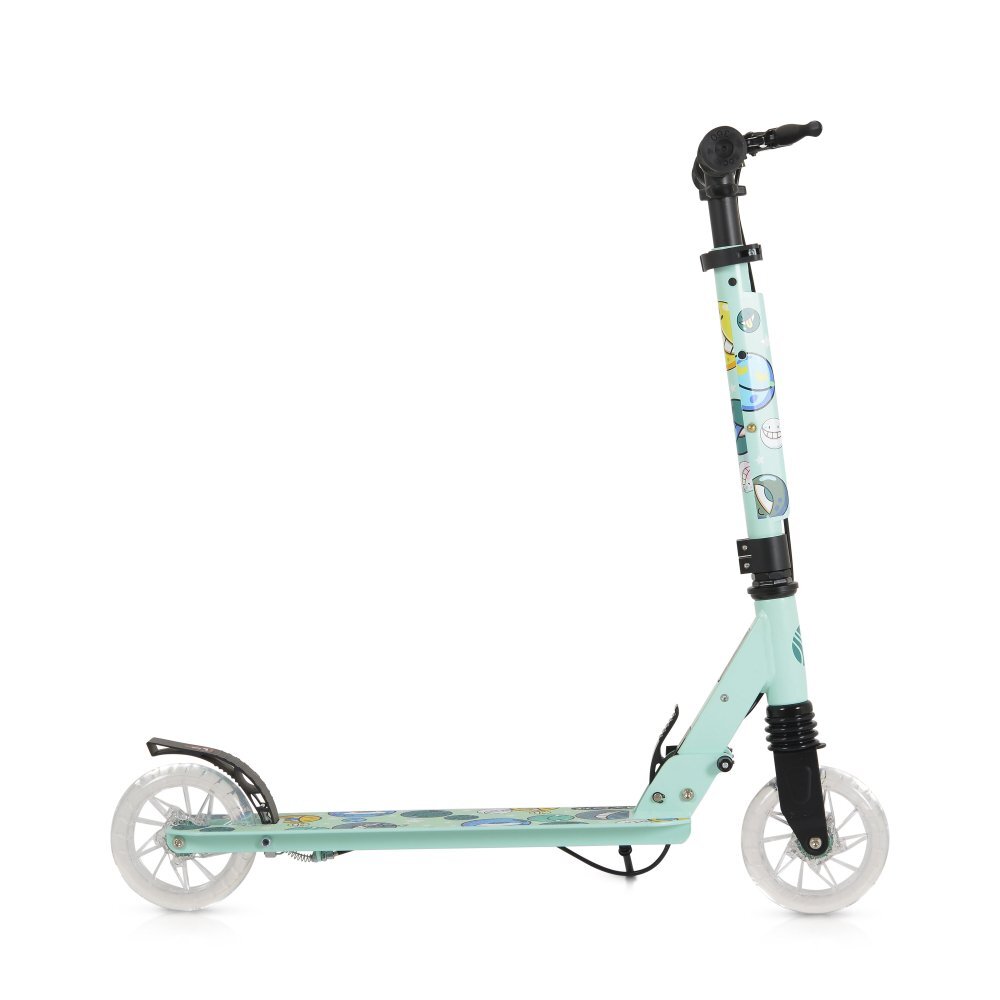 Byox Trotineta pliabila pentru copii Snazzy Verde de la 8 aniCadru din aluminiuAmortizor frontalRoti ABEC-7 din PU cu lumini LEDInaltime ghidon ajustabila 75-89 cmBaza antialunecareFrana de mana si cric inclus