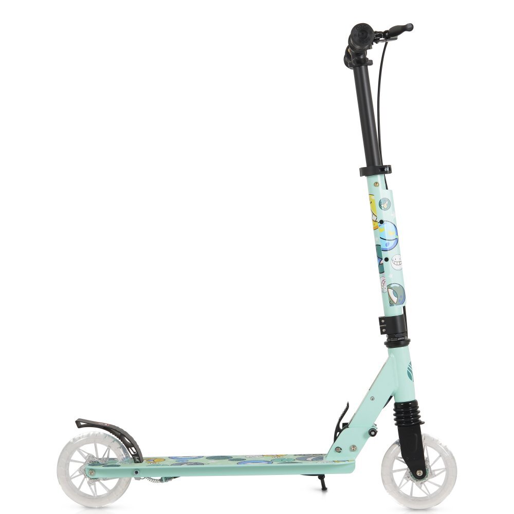 Byox Trotineta pliabila pentru copii Snazzy Verde de la 8 aniCadru din aluminiuAmortizor frontalRoti ABEC-7 din PU cu lumini LEDInaltime ghidon ajustabila 75-89 cmBaza antialunecareFrana de mana si cric inclus
