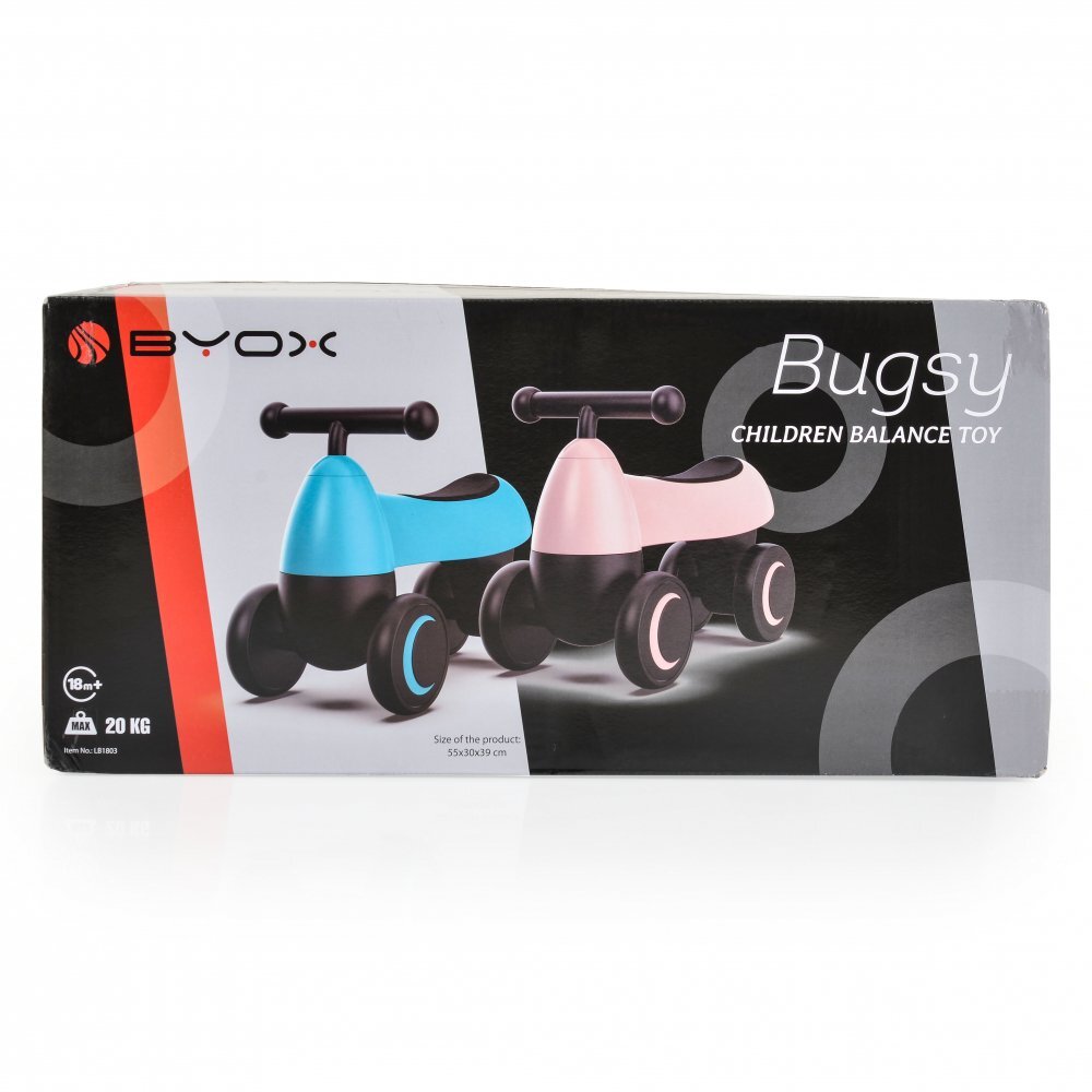 Byox Vehicul Ride On fara pedale de la 18lunicu roti EVAsistem de siguranta cu viraj limitatmanere ergonomice si design modern Mini Balance Bugsy Albastru