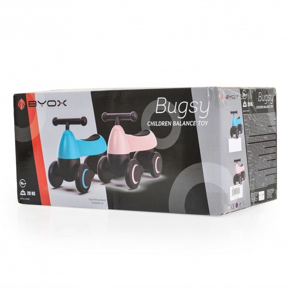 Byox Vehicul Ride On fara pedale de la 18lunicu roti EVAsistem de siguranta cu viraj limitatmanere ergonomice si design modern Mini Balance Bugsy Roz