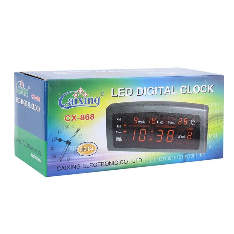 Caixing Ceas digital afisaj led rosu data alarma temperatura Negru