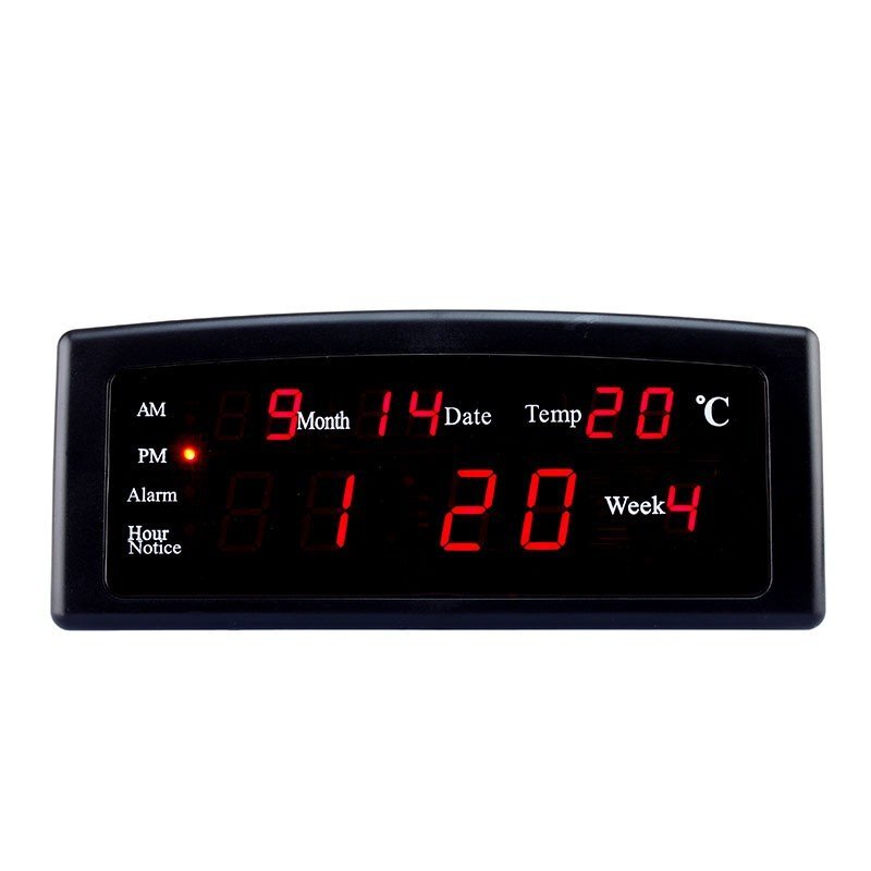 Caixing Ceas digital afisaj led rosu data alarma temperatura Negru