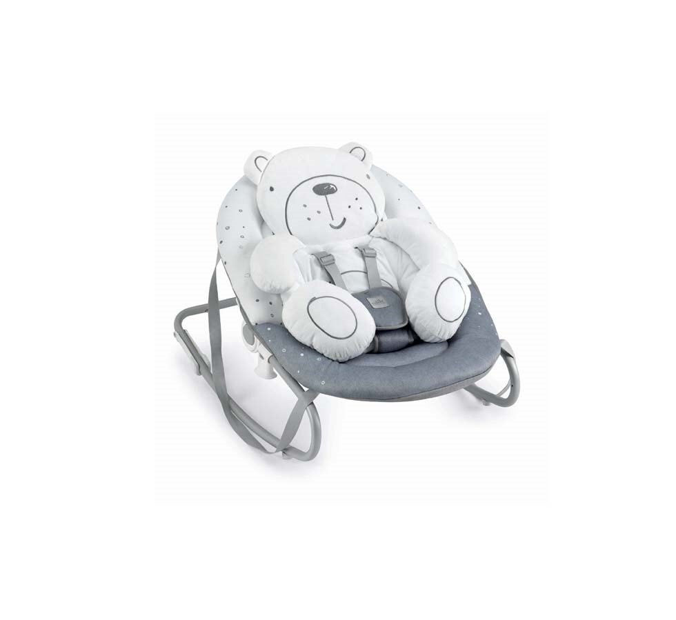 CAM Balansoar 2 in 1 Orso Grigio cu melodii si sunete 4 viteze pentru leganare bebe si proiector de lumina