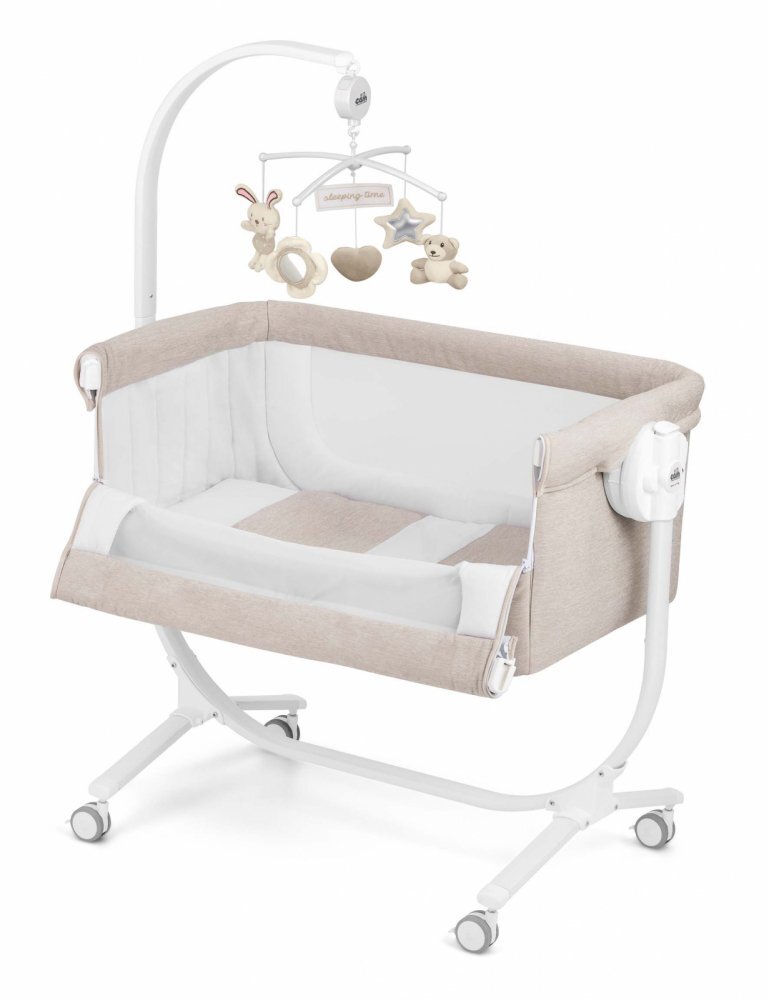 CAM Patut Cullami Gri co-sleeper 2 in 1 cu laterala culisanta inaltime reglabila 2 roti cu frana standard European EN1130 EN16890