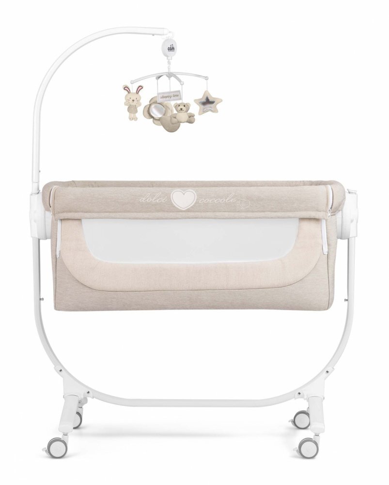 CAM Patut Cullami Gri co-sleeper 2 in 1 cu laterala culisanta inaltime reglabila 2 roti cu frana standard European EN1130 EN16890