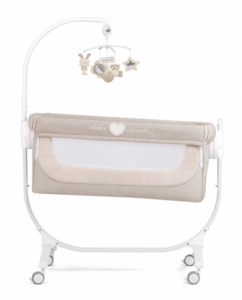 CAM Patut Cullami Gri co-sleeper 2 in 1 cu laterala culisanta inaltime reglabila 2 roti cu frana standard European EN1130 EN16890