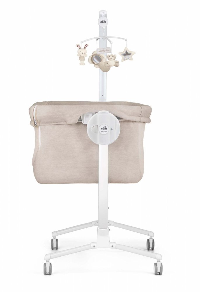 CAM Patut Cullami Gri co-sleeper 2 in 1 cu laterala culisanta inaltime reglabila 2 roti cu frana standard European EN1130 EN16890