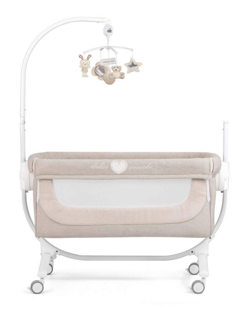CAM Patut Cullami Gri co-sleeper 2 in 1 cu laterala culisanta inaltime reglabila 2 roti cu frana standard European EN1130 EN16890