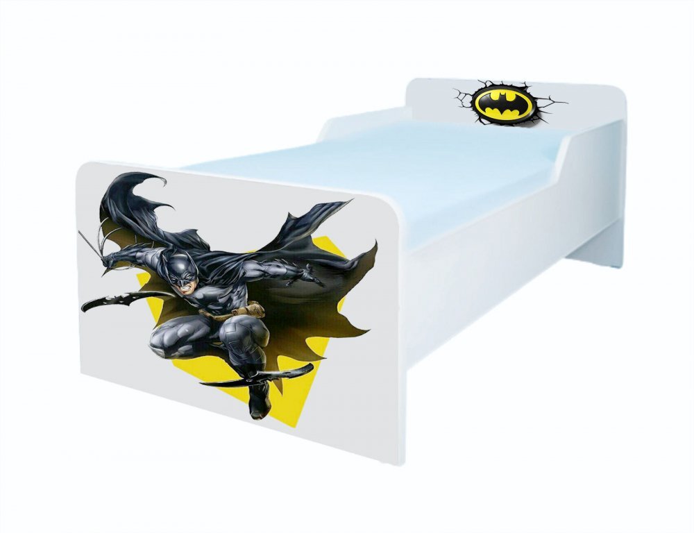 CameraMagica Pat pentru copii Batman cu saltea 2-8 ani 140x70 cm