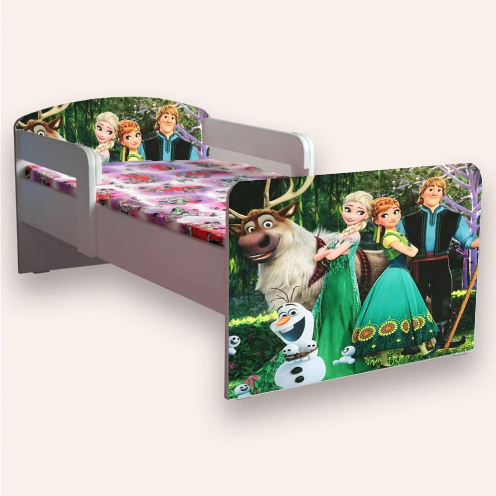 CameraMagica Pat pentru copii Frozen varianta 2 cu manere si saltea 2-12 ani 160x80 cm