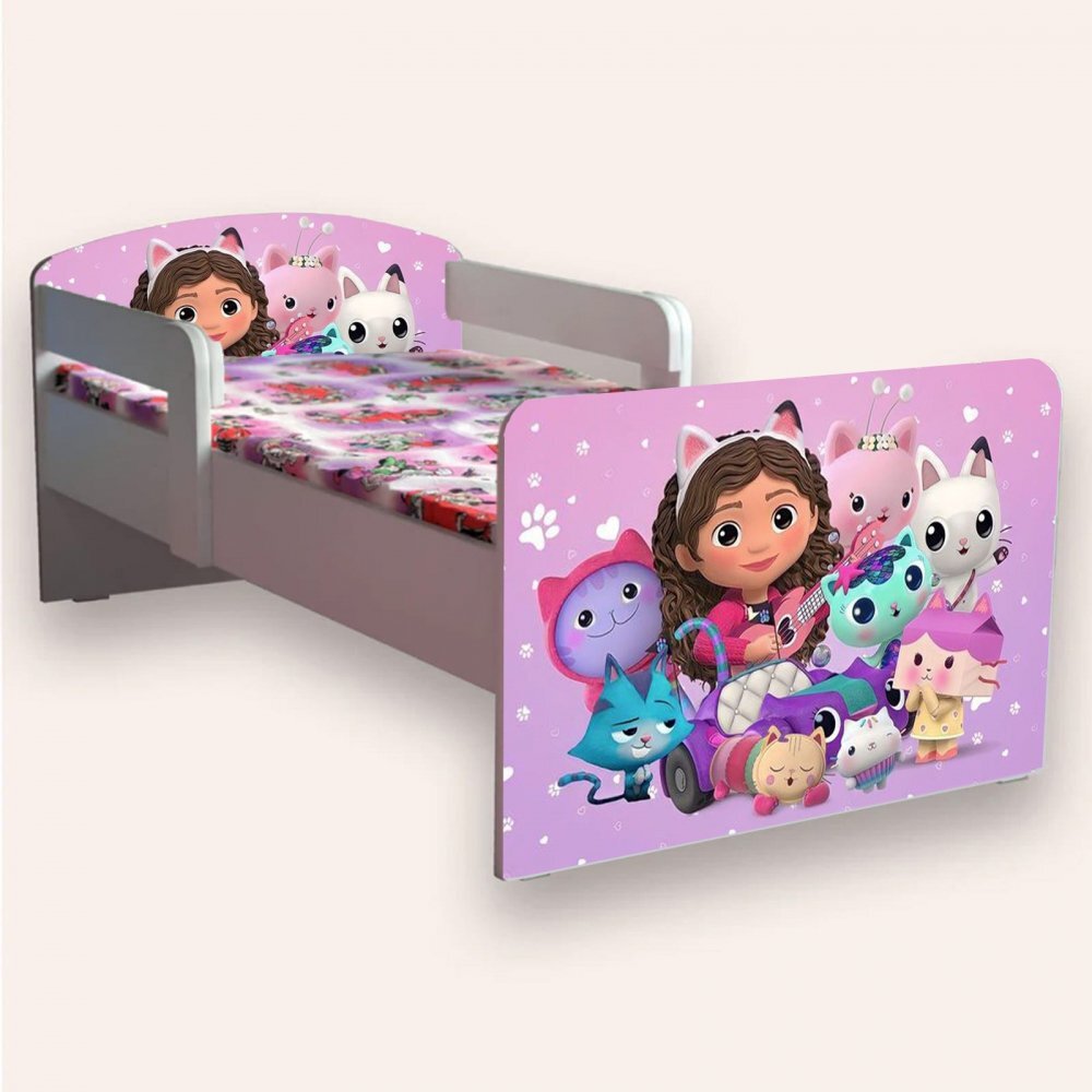 CameraMagica Pat pentru copii Gabbys Dollhouse cu manere 2-12 ani 160x80 cm