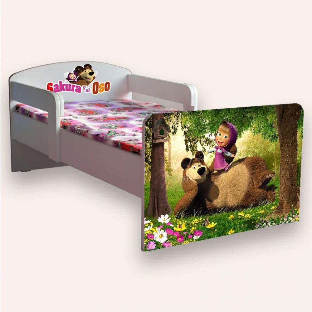 CameraMagica Pat pentru copii Masha si ursul cu manere 2-8 ani 140x70 cm