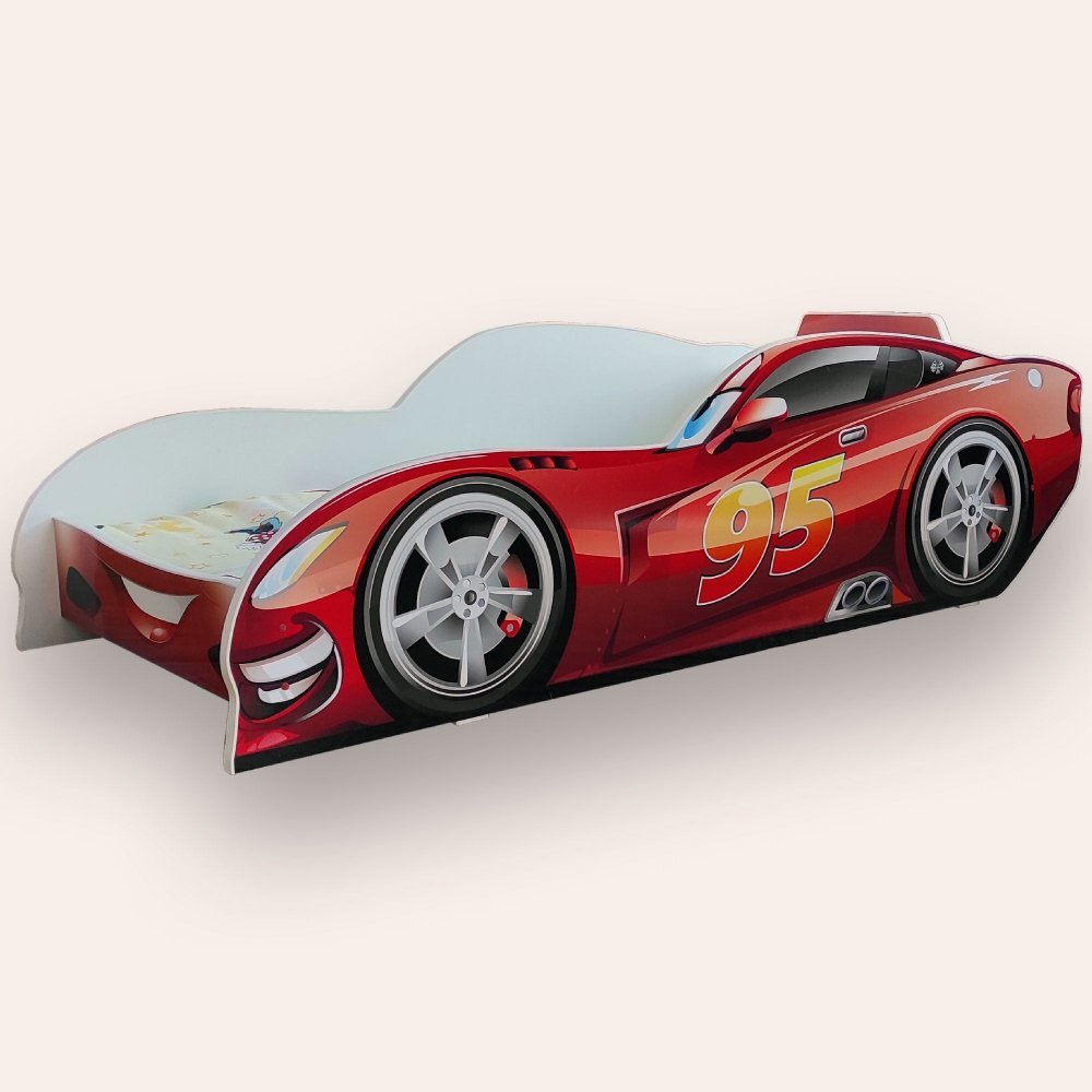 CameraMagica Pat pentru copii masina Fulger McQueen Alb 2-12 ani 160x80 cm