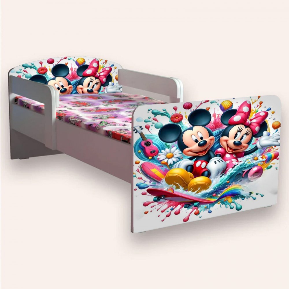 CameraMagica Pat pentru copii Mickey si Minnie cu manere 2-12 ani 160x80 cm