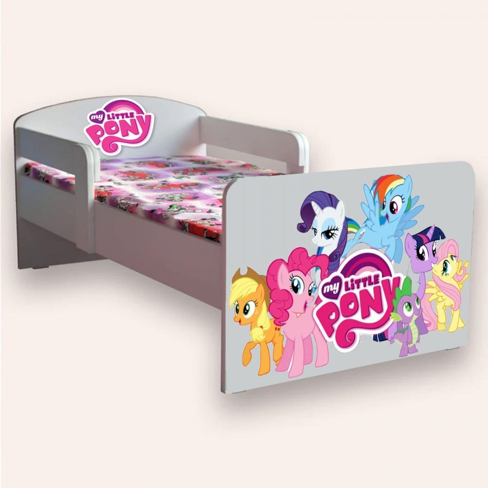 CameraMagica Pat pentru copii My Little Pony cu manere si saltea 2-8 ani 140x70 cm