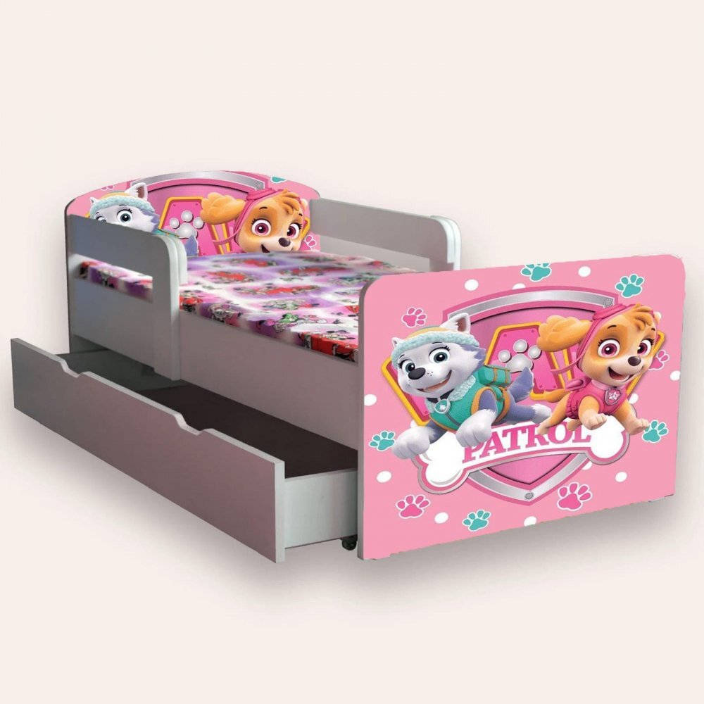 CameraMagica Pat pentru copii Paw Patrol cu manere si sertar 2-8 ani 140x70 cm