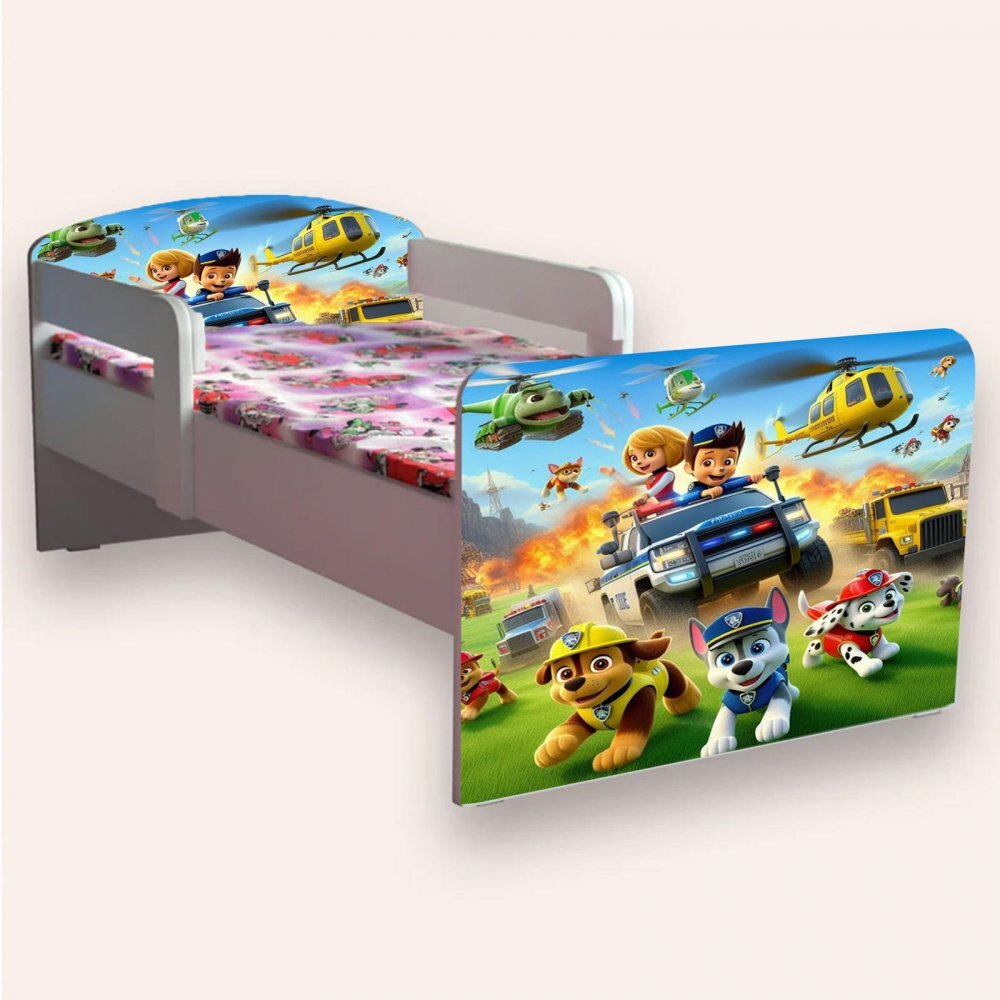 CameraMagica Pat pentru copii Paw Patrol varianta 3 cu manere si saltea 2-6 ani 130x60 cm