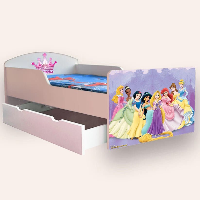 CameraMagica Pat pentru copii Printese cu sertar si saltea 2-6 ani 160x80 cm