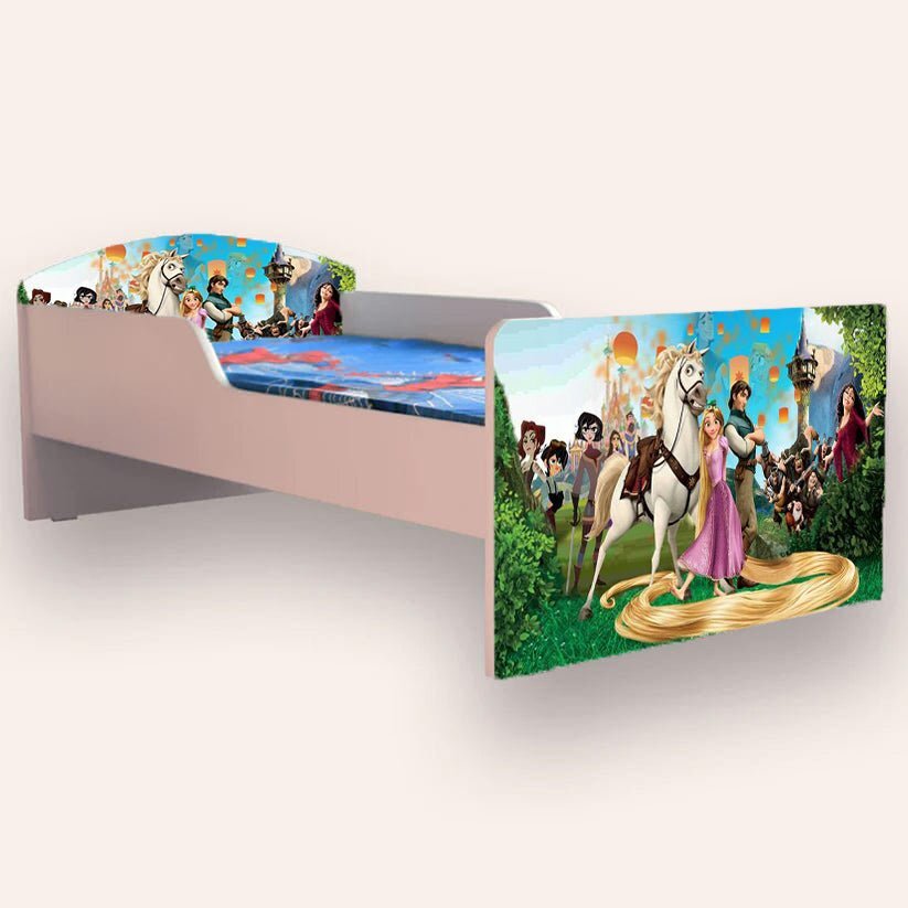 CameraMagica Pat pentru copii Rapunzel cu saltea 2-6 ani 130x60 cm