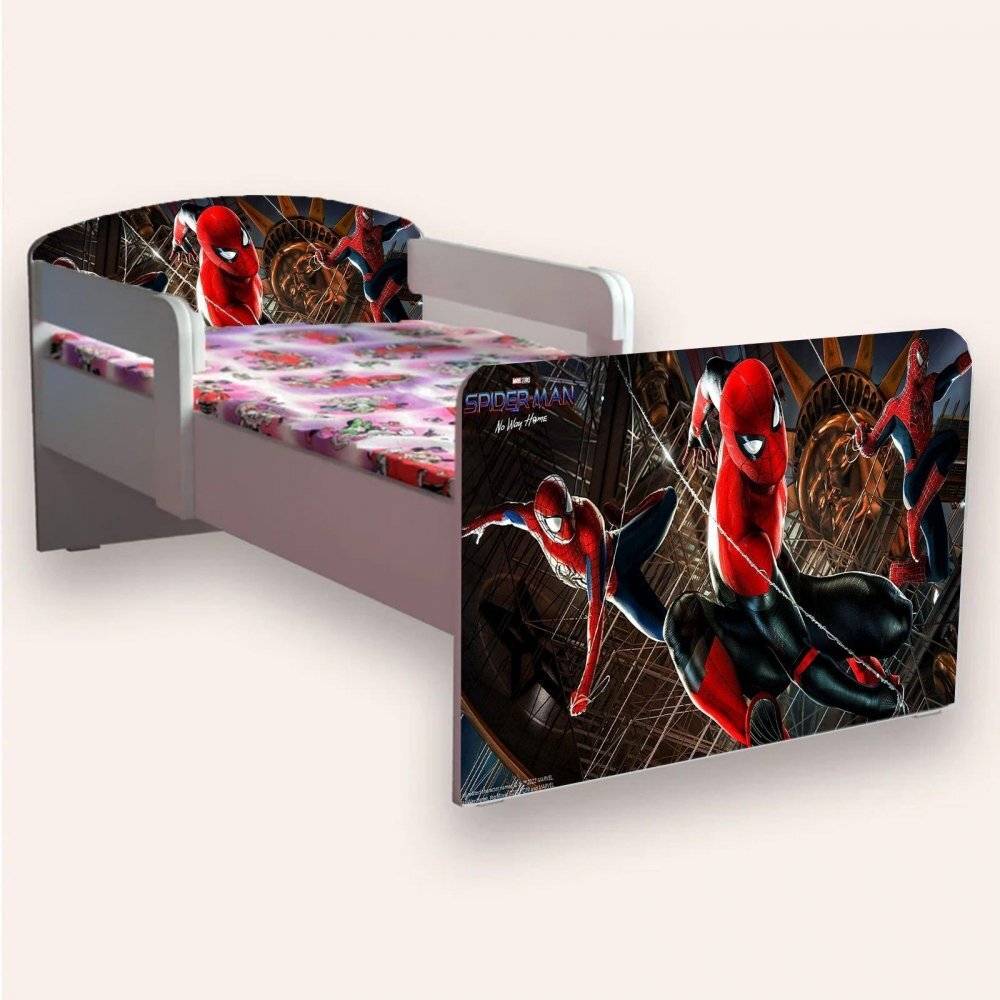 CameraMagica Pat pentru copii Spider Man varianta 2 cu manere si saltea 2-6 ani 130x60 cm
