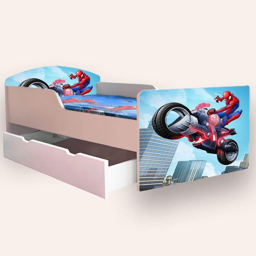 CameraMagica Pat pentru copii Spider Man varianta 3 cu sertar 2-6 ani 130x60 cm