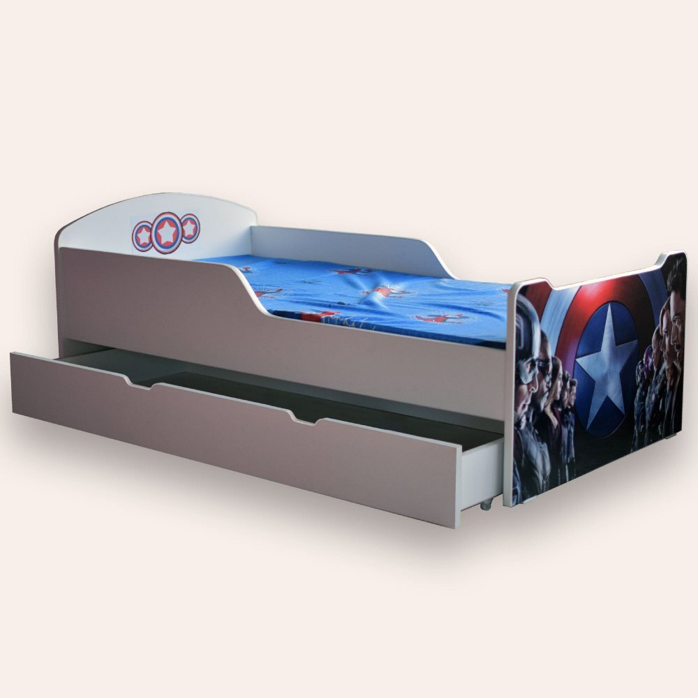 CameraMagica Pat pentru copii The Avengers cu sertar 2-12 ani 160x80 cm