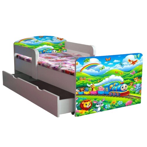 CameraMagica Pat pentru copii Tomas cu sertar si saltea 2-12 ani 160x80 cm