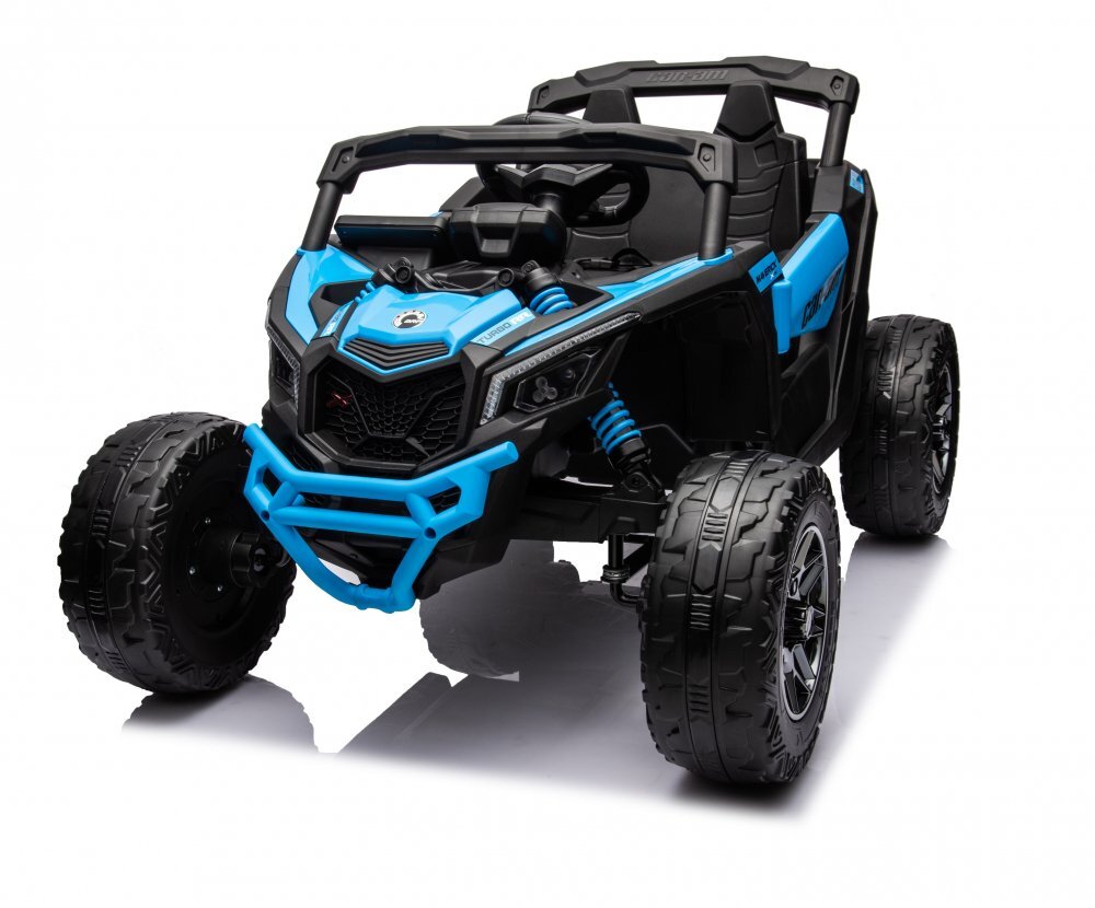 Can-Am Masinuta electrica pentru copii Can Am Marverick UTV Blue 12V 90W cu telecomanda 2.4G deschidere usi scaun ergonomic pornire la buton functii muzicale si suspensii