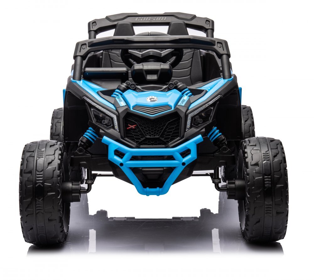 Can-Am Masinuta electrica pentru copii Can Am Marverick UTV Blue 12V 90W cu telecomanda 2.4G deschidere usi scaun ergonomic pornire la buton functii muzicale si suspensii
