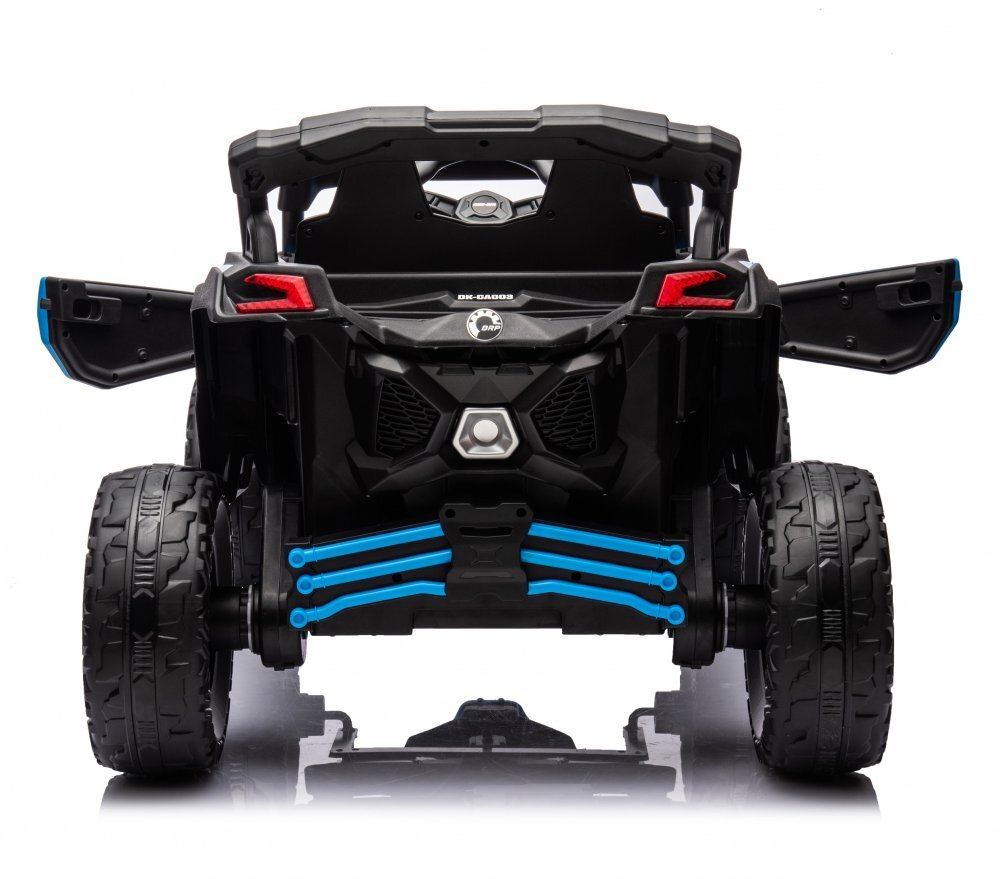 Can-Am Masinuta electrica pentru copii Can Am Marverick UTV Blue 12V 90W cu telecomanda 2.4G deschidere usi scaun ergonomic pornire la buton functii muzicale si suspensii