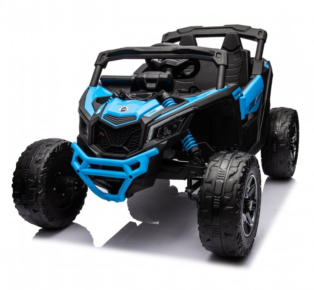 Can-Am Masinuta electrica pentru copii Can Am Marverick UTV Blue 12V 90W cu telecomanda 2.4G deschidere usi scaun ergonomic pornire la buton functii muzicale si suspensii