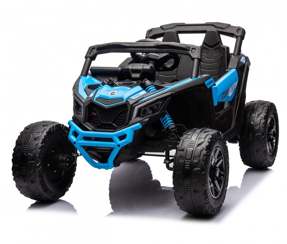 Can-Am Masinuta electrica pentru copii Can Am Marverick UTV Blue 12V 90W cu telecomanda 2.4G deschidere usi scaun ergonomic pornire la buton functii muzicale si suspensii