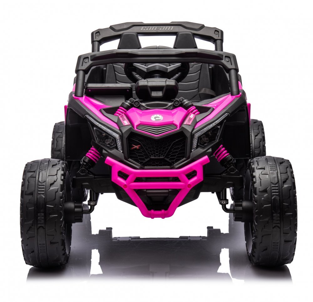 Can-Am Masinuta electrica pentru copii Can Am Marverick UTV Fucsia 12V 90W cu telecomanda 2.4G deschidere usi scaun ergonomic pornire la buton functii muzicale si suspensii