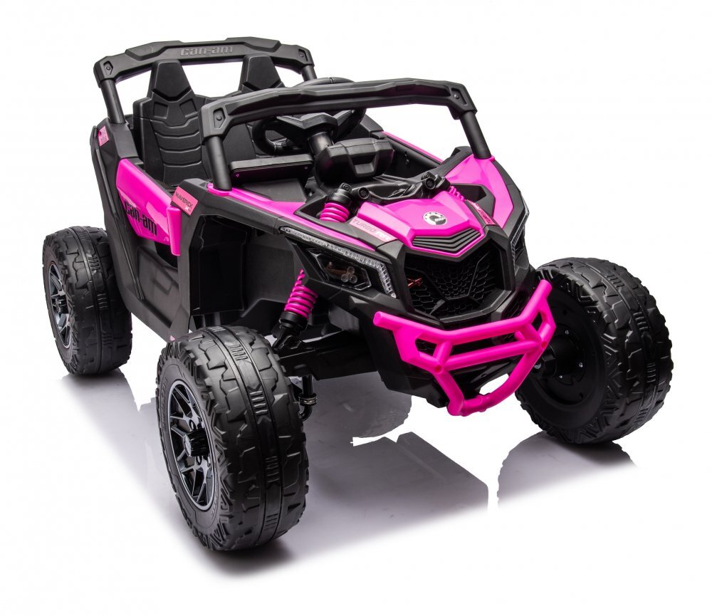 Can-Am Masinuta electrica pentru copii Can Am Marverick UTV Fucsia 12V 90W cu telecomanda 2.4G deschidere usi scaun ergonomic pornire la buton functii muzicale si suspensii