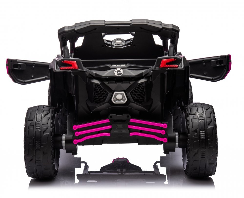 Can-Am Masinuta electrica pentru copii Can Am Marverick UTV Fucsia 12V 90W cu telecomanda 2.4G deschidere usi scaun ergonomic pornire la buton functii muzicale si suspensii