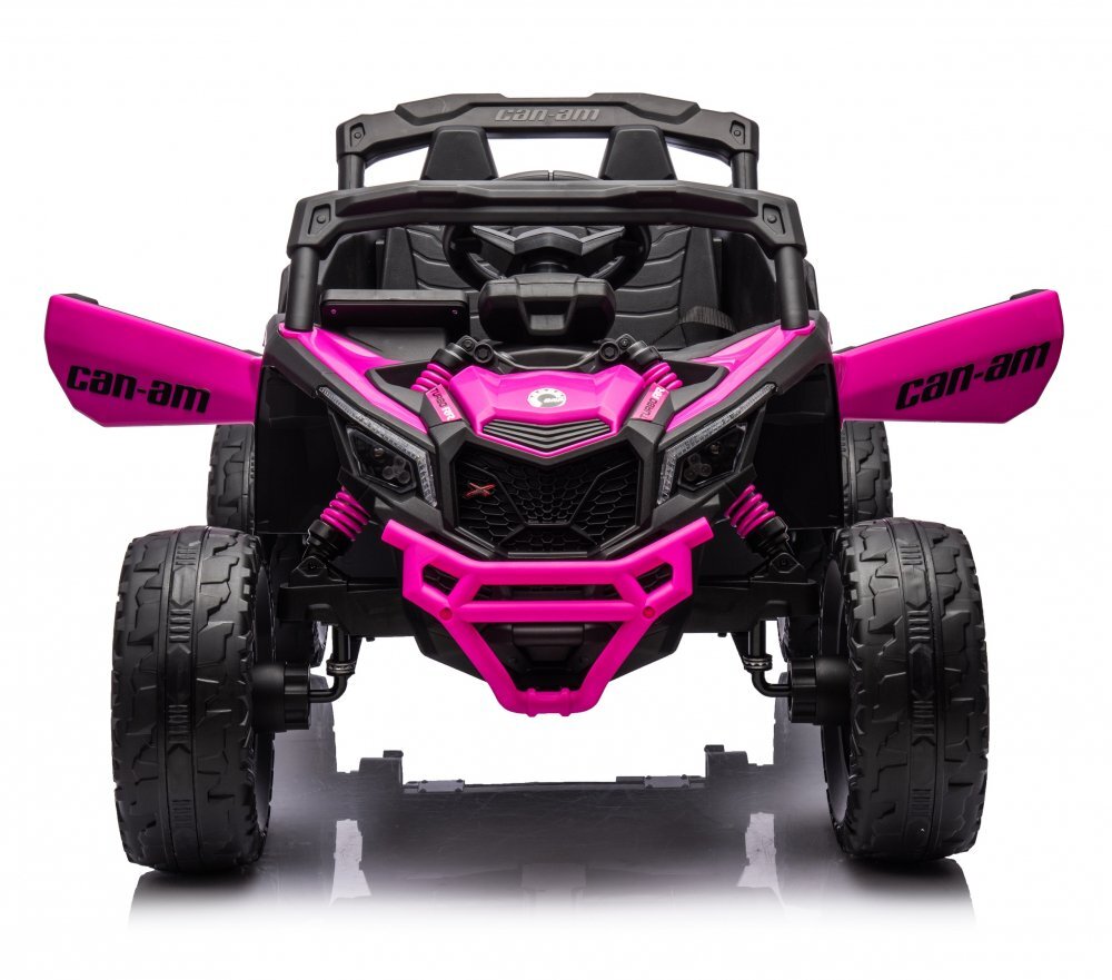 Can-Am Masinuta electrica pentru copii Can Am Marverick UTV Fucsia 12V 90W cu telecomanda 2.4G deschidere usi scaun ergonomic pornire la buton functii muzicale si suspensii