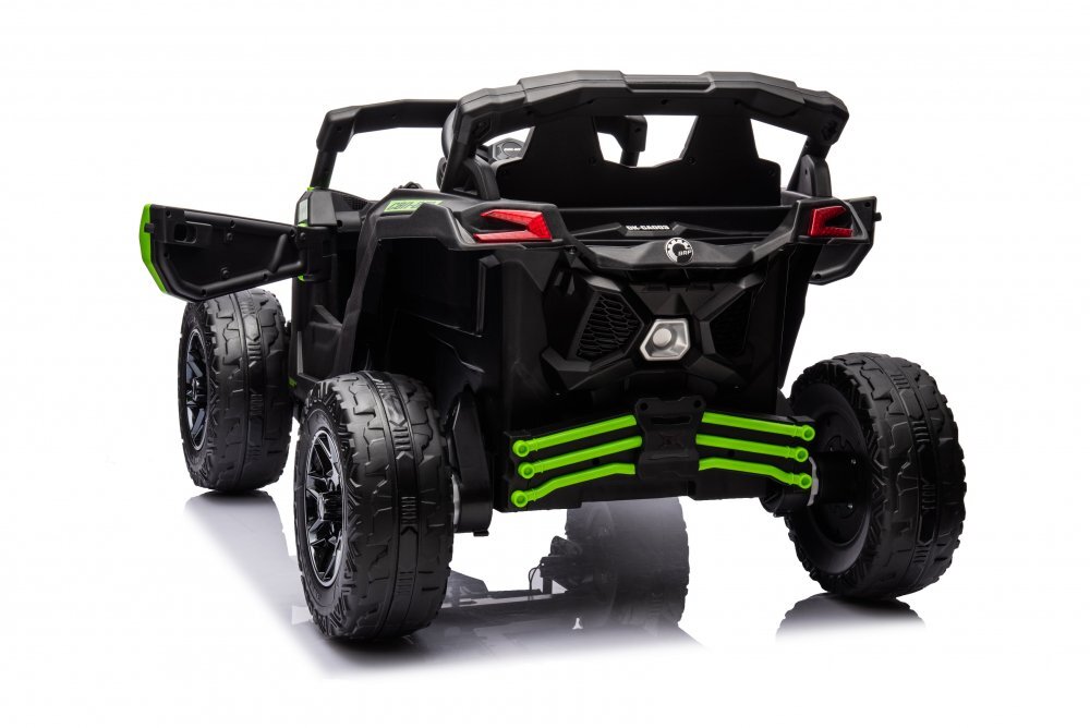 Can-Am Masinuta electrica pentru copii Can Am Marverick UTV Green 12V 90W cu telecomanda 2.4G deschidere usi scaun ergonomic pornire la buton functii muzicale si suspensii