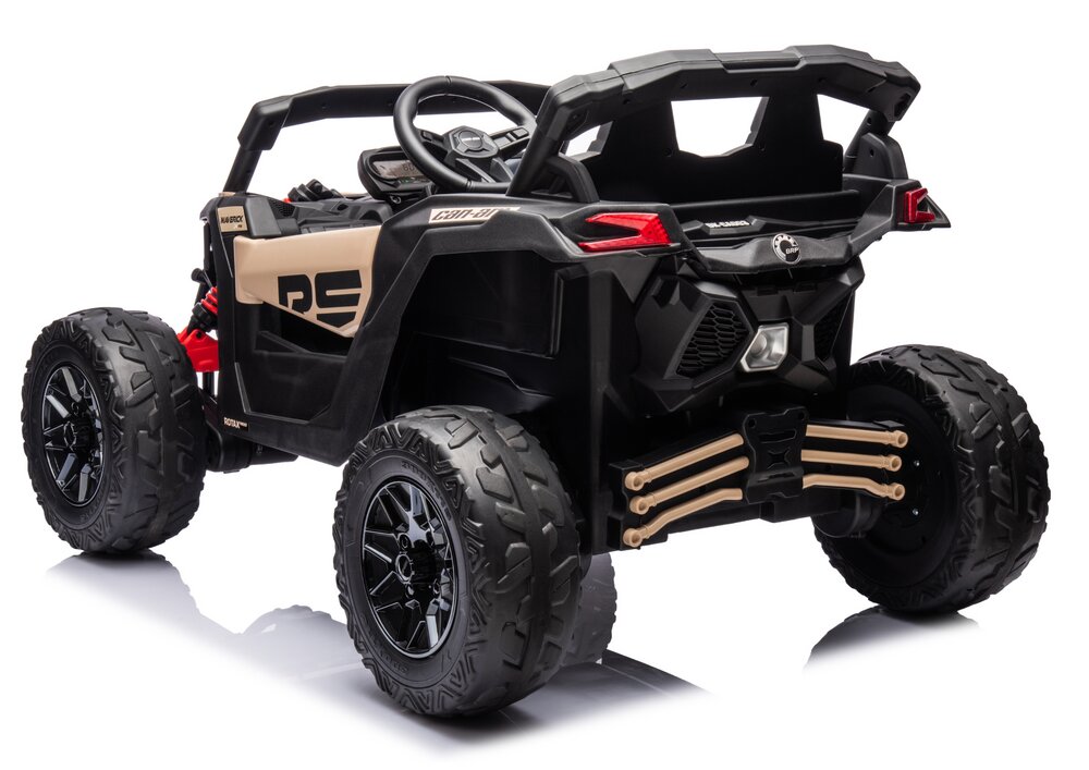 Can-Am Masinuta electrica pentru copii Can Am Marverick UTV kaki 90w acumulator 12V7Ah deschidere usi iluminare led sistem audio bluetooth usb radio fm